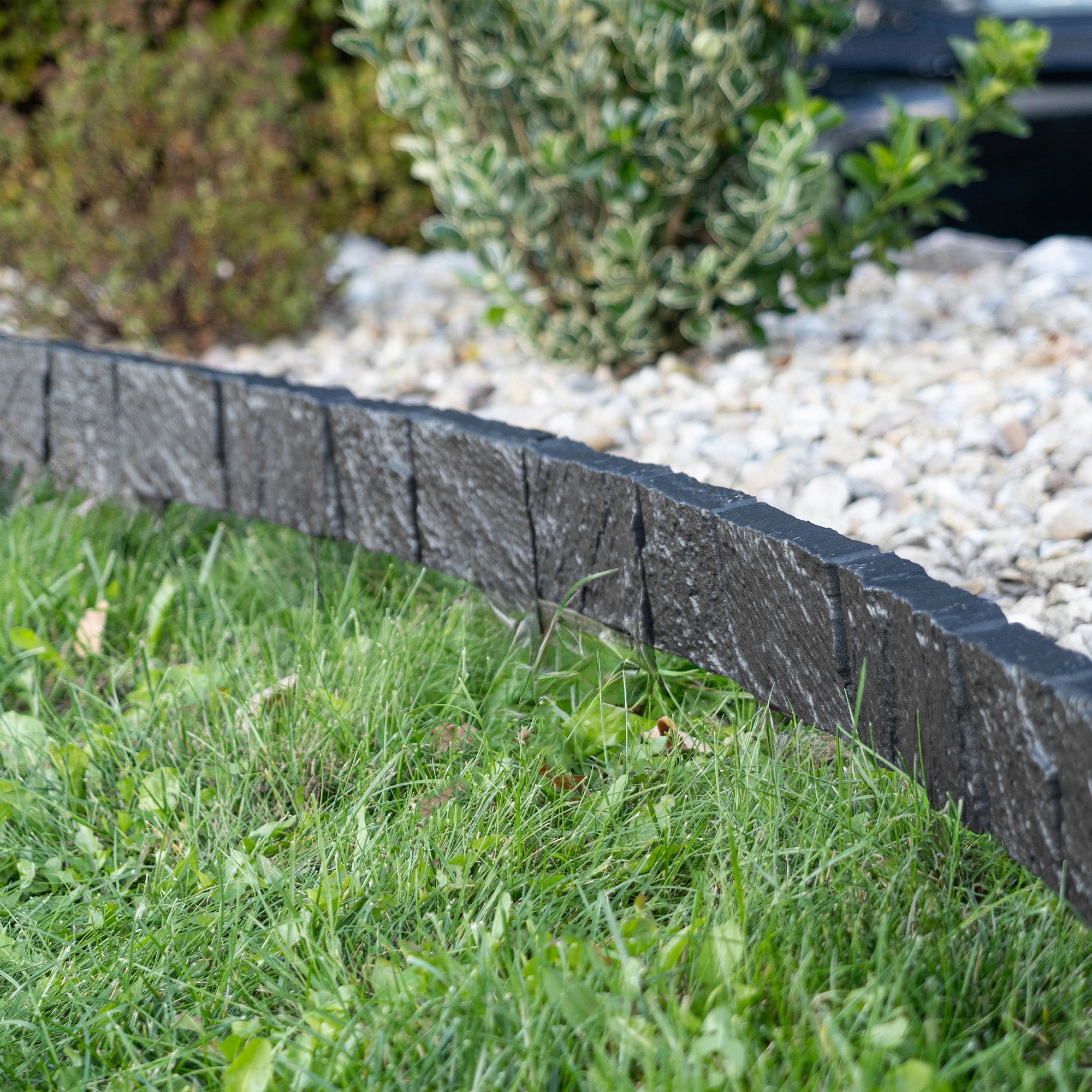 LAWN EDGING GARDEN PALISADE FENCE DRIVEN ANTHRACITE 390 cm 5 pcs Packaging status original