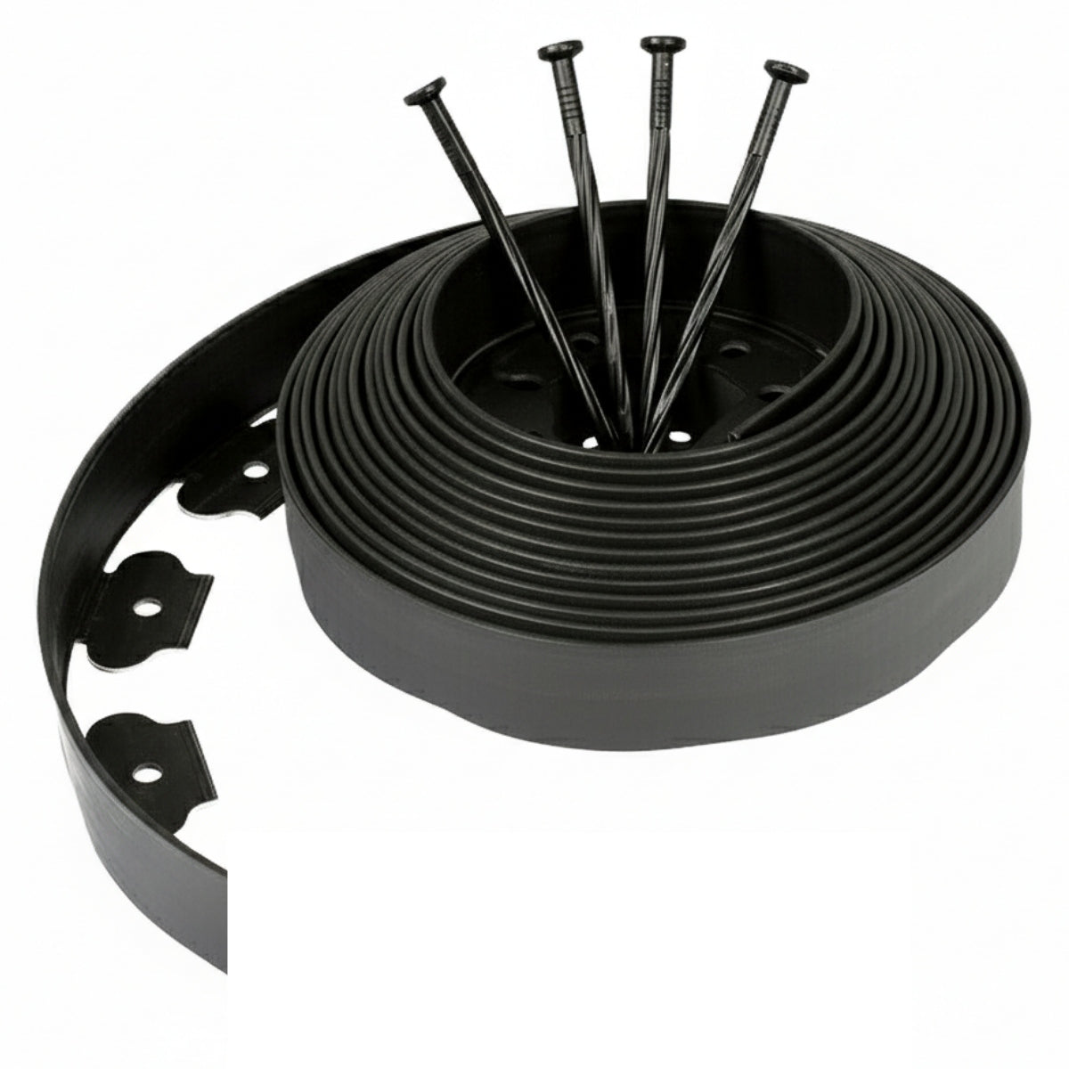 LAWN GARDEN EDGING 10m x 6cm Flexible + BLACK PLASTIC ANCHORS Manufacturer code obrzeża trawnikowe border palisada 6cm 10m