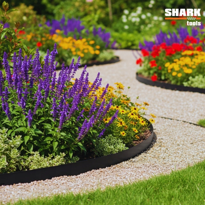 LAWN GARDEN EDGING 20m x 4cm (2x10m) + BLACK PLASTIC ANCHORS Manufacturer code obrzeża trawnikowe border palisada 4cm 10m