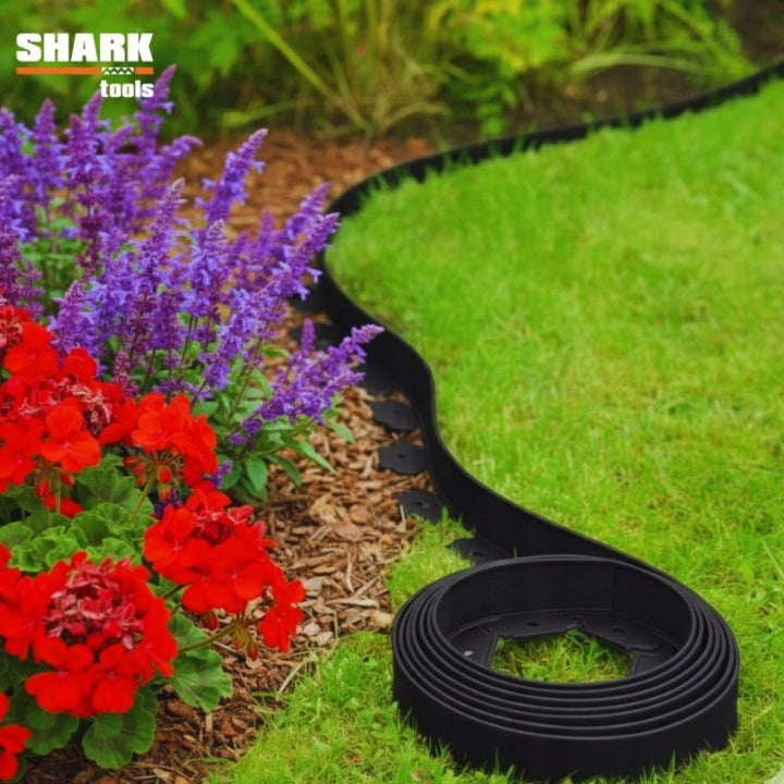LAWN GARDEN EDGING 30m x 6cm (3x10m) + BLACK PLASTIC ANCHORS Length 1000 cm
