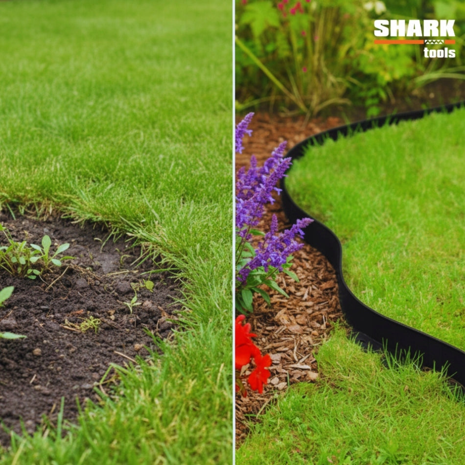 LAWN GARDEN EDGING 40m x 4cm (2x20m) + BLACK PLASTIC ANCHORS Material plastic