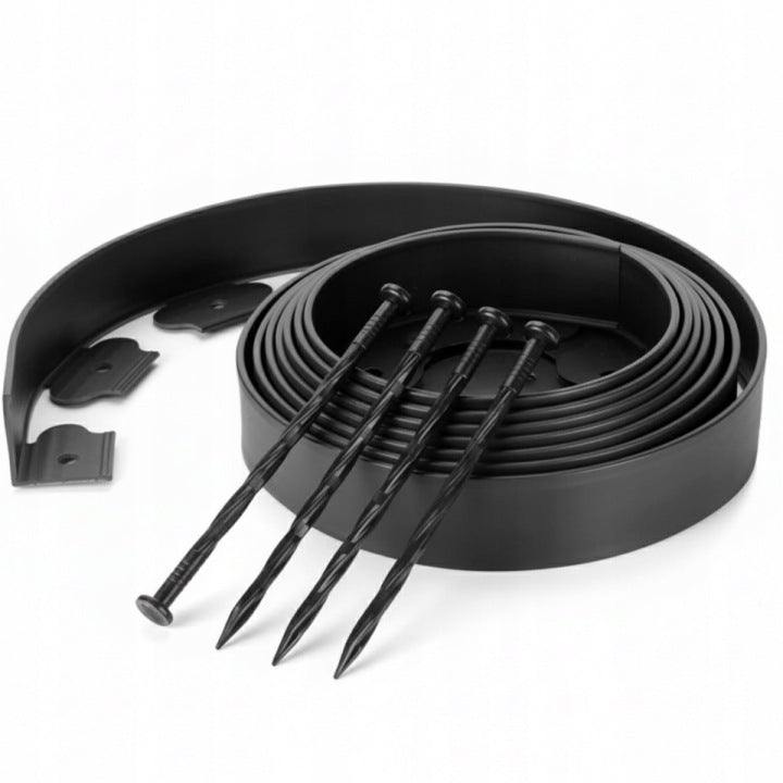 LAWN GARDEN EDGING 40m x 4cm (2x20m) + BLACK PLASTIC ANCHORS Packaging status original