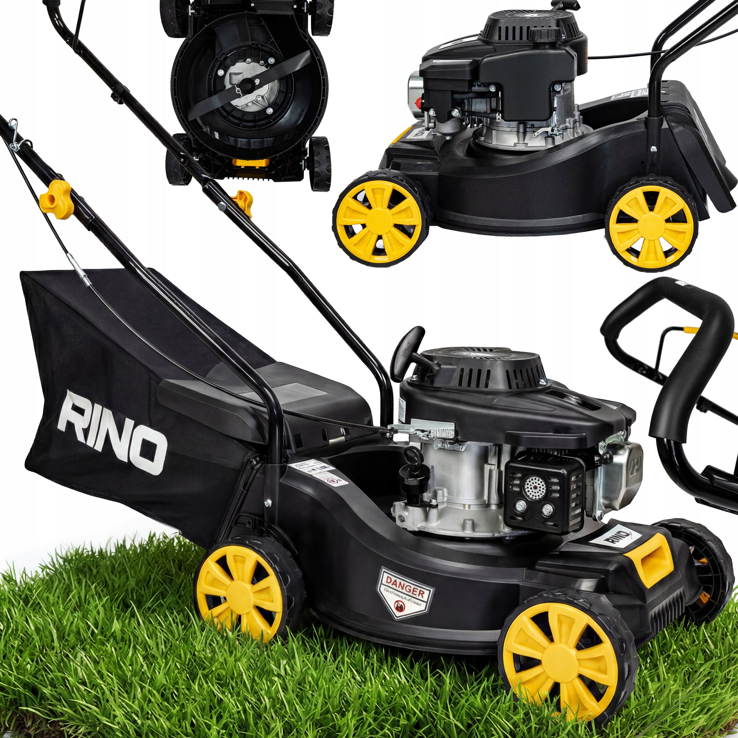 LAWN MOWER DIESEL ENGINE OHV 125 CM 3 KM BASKET 45L 30/45/65MM RINO