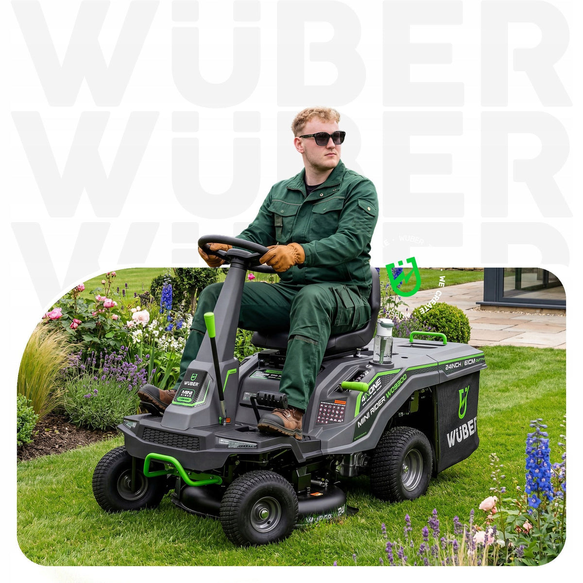 LAWN MOWER GARDEN TRACTOR +BASKET 150L/61cm/6,12KM STRONG MANEUVERABLE MINI RIDER Packaging status original