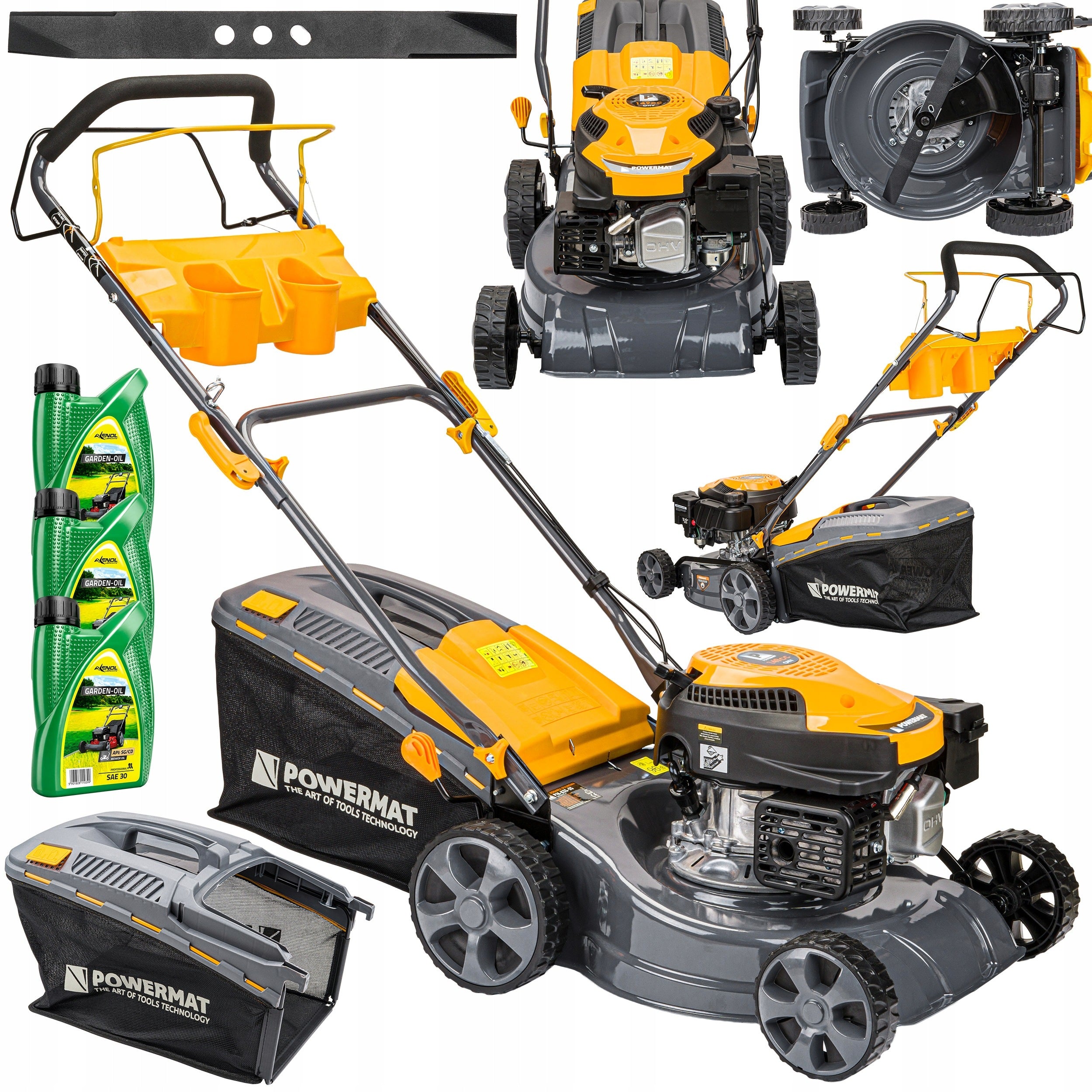 LAWN MOWER WITH DRIVE 6KM 62L 7IN1 LARGE BASKET 62L + 3X OIL