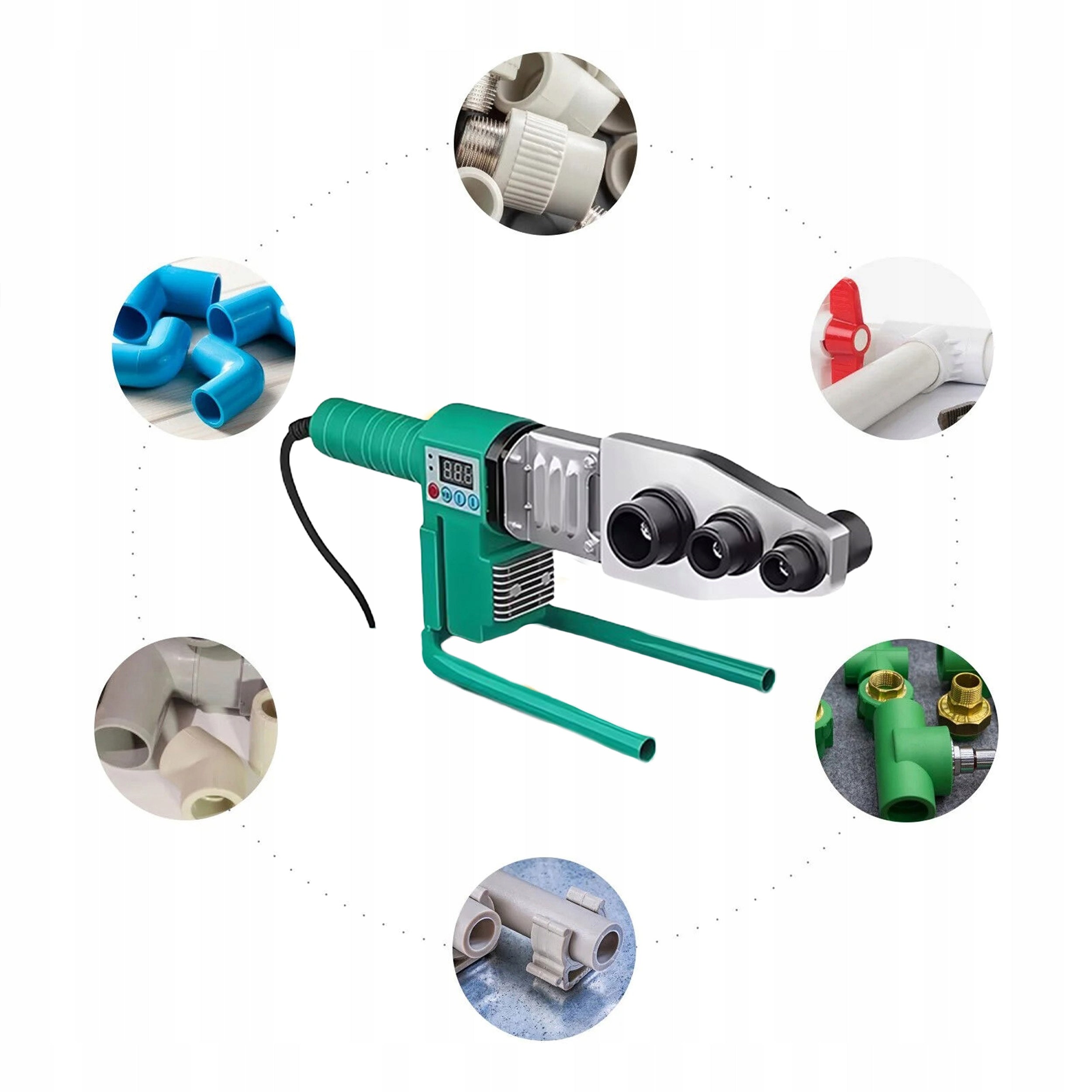 LCD PIPE WELDING MACHINE PP PVC DIES 16-63mm 2800W POLYFUSION DISPLAY Packaging status original