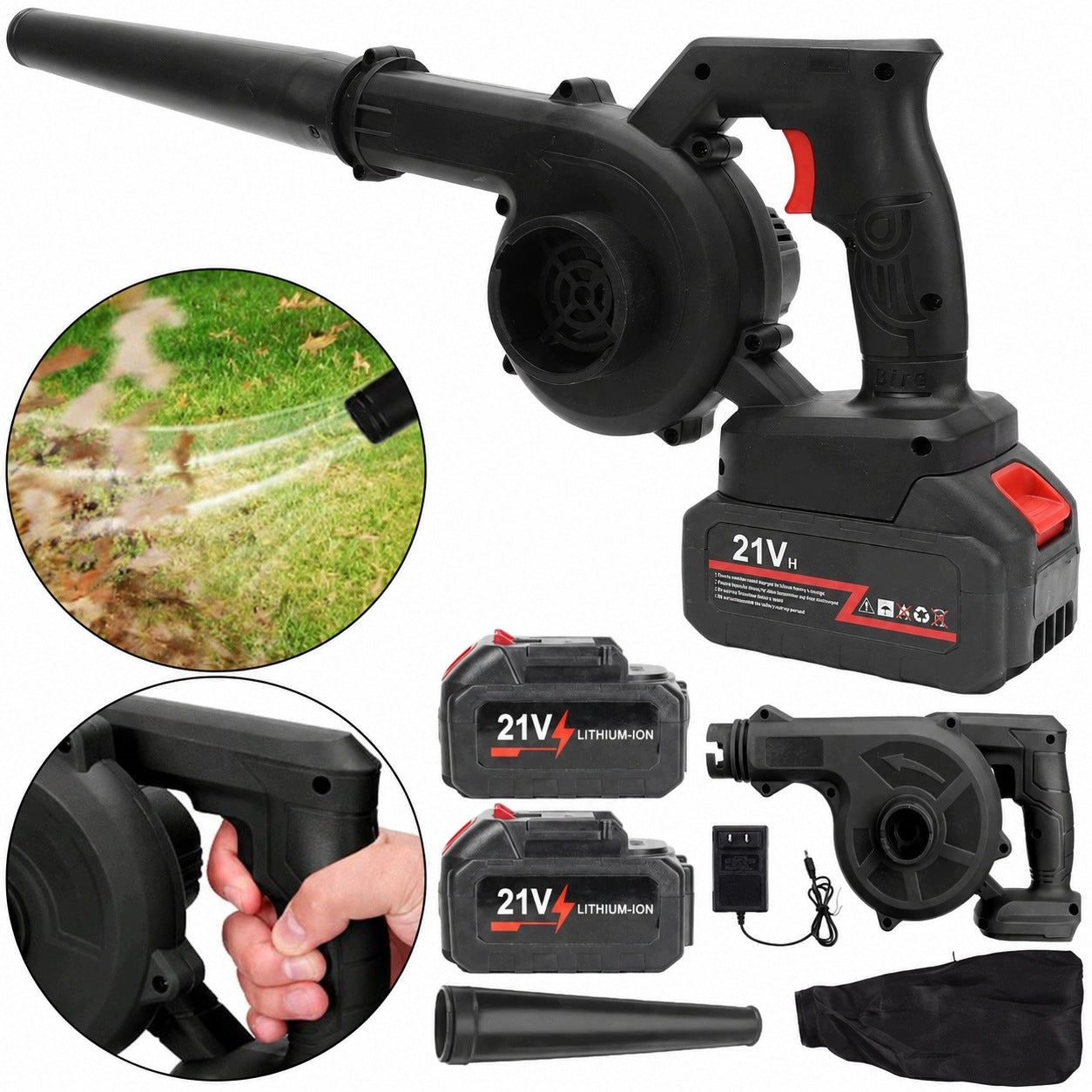 LEAF BLOWER CORDLESS GARDEN GRILL GRASS OVEN VACUUM CLEANER 2xAKU Packaging status original