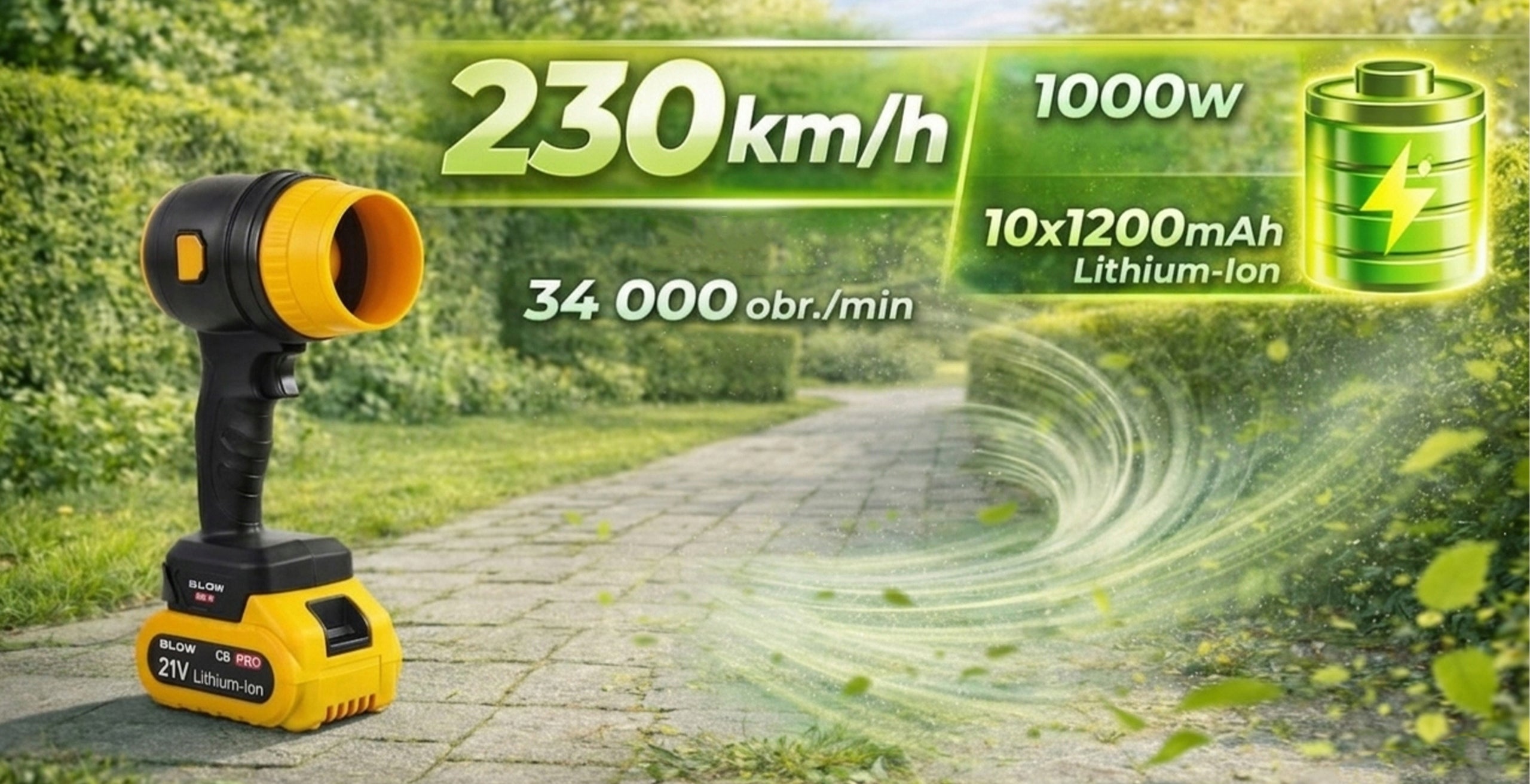 LEAF BLOWER CORDLESS GARDEN WIRELESS 230 km/h TURBO 21V Packaging status original