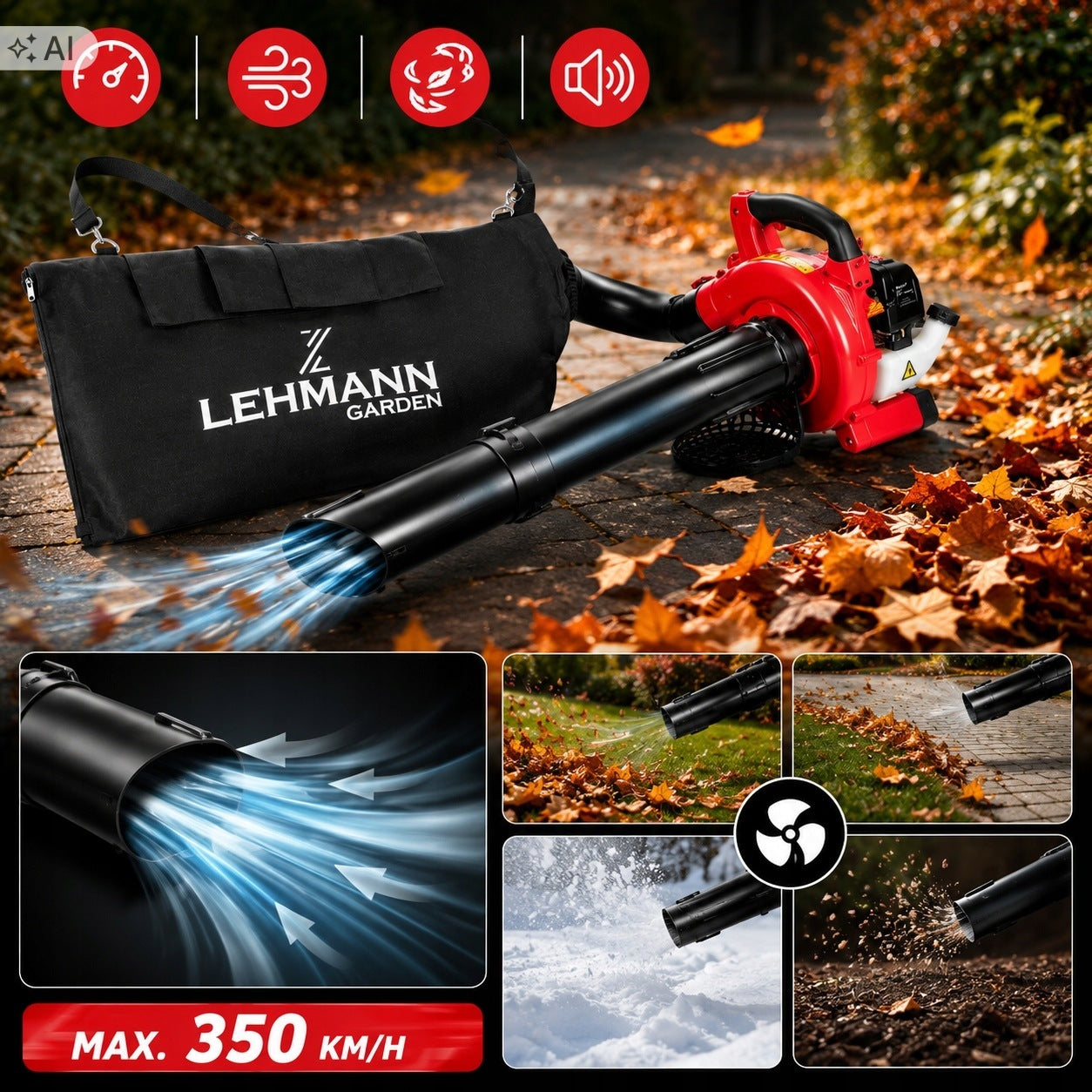 LEAF BLOWER CORDLESS VACUUM CLEANER WITH SHREDDER POWERFUL Manufacturer code DMUCHAWA SPALINOWA ODKURZACZ DO LIŚCI