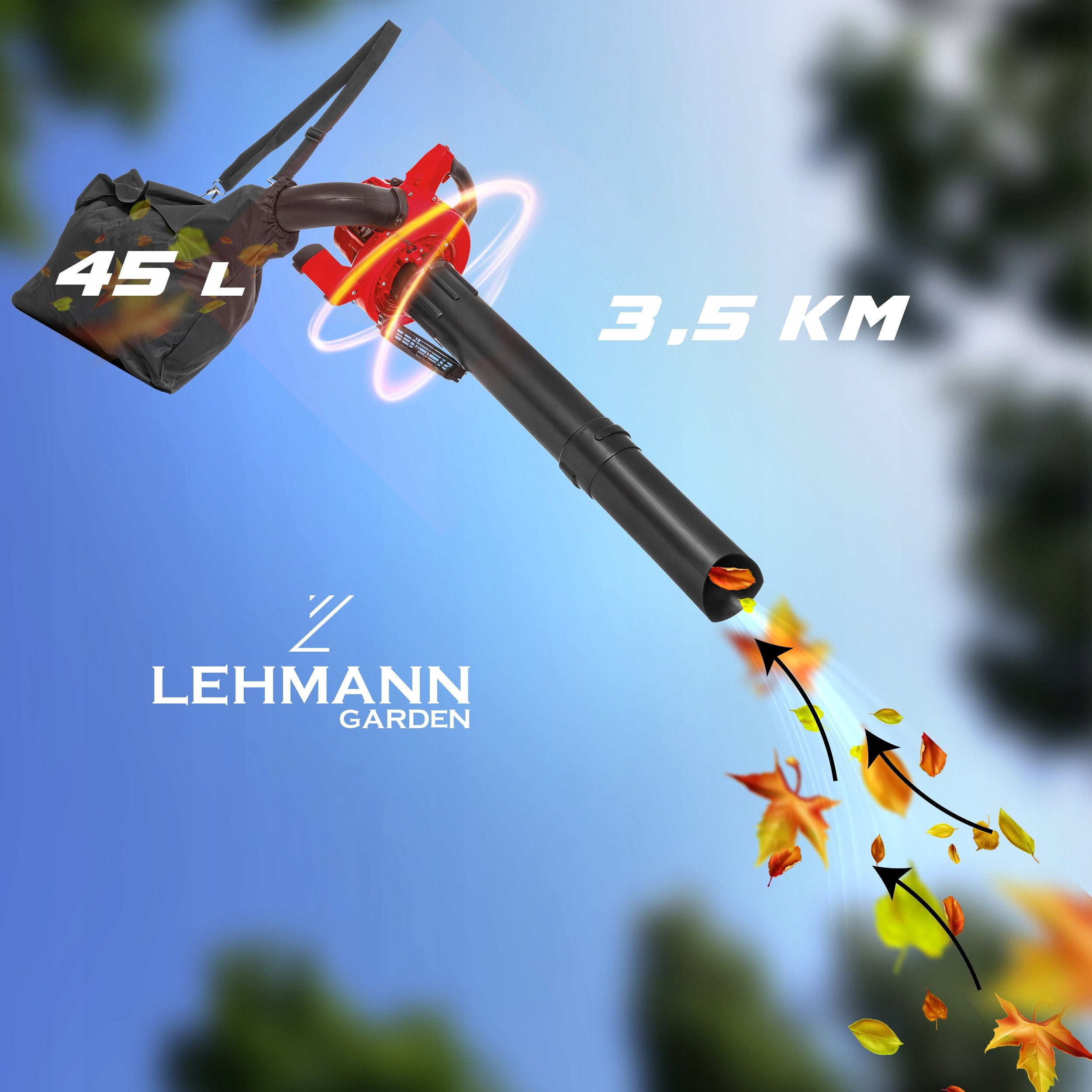 LEAF BLOWER CORDLESS VACUUM CLEANER WITH SHREDDER POWERFUL Output 26 m3/min