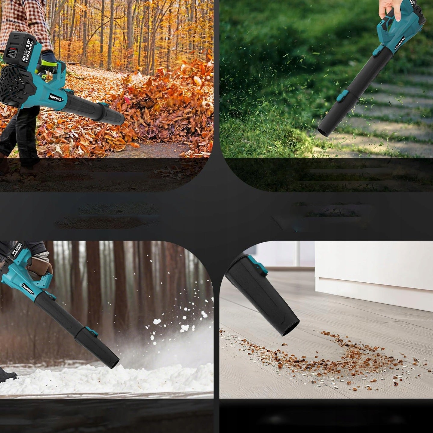 LEAF BLOWER ELECTRIC CORDLESS 21V 6 SPEEDS 2x 4Ah BATTERIES Output 400 m3/min