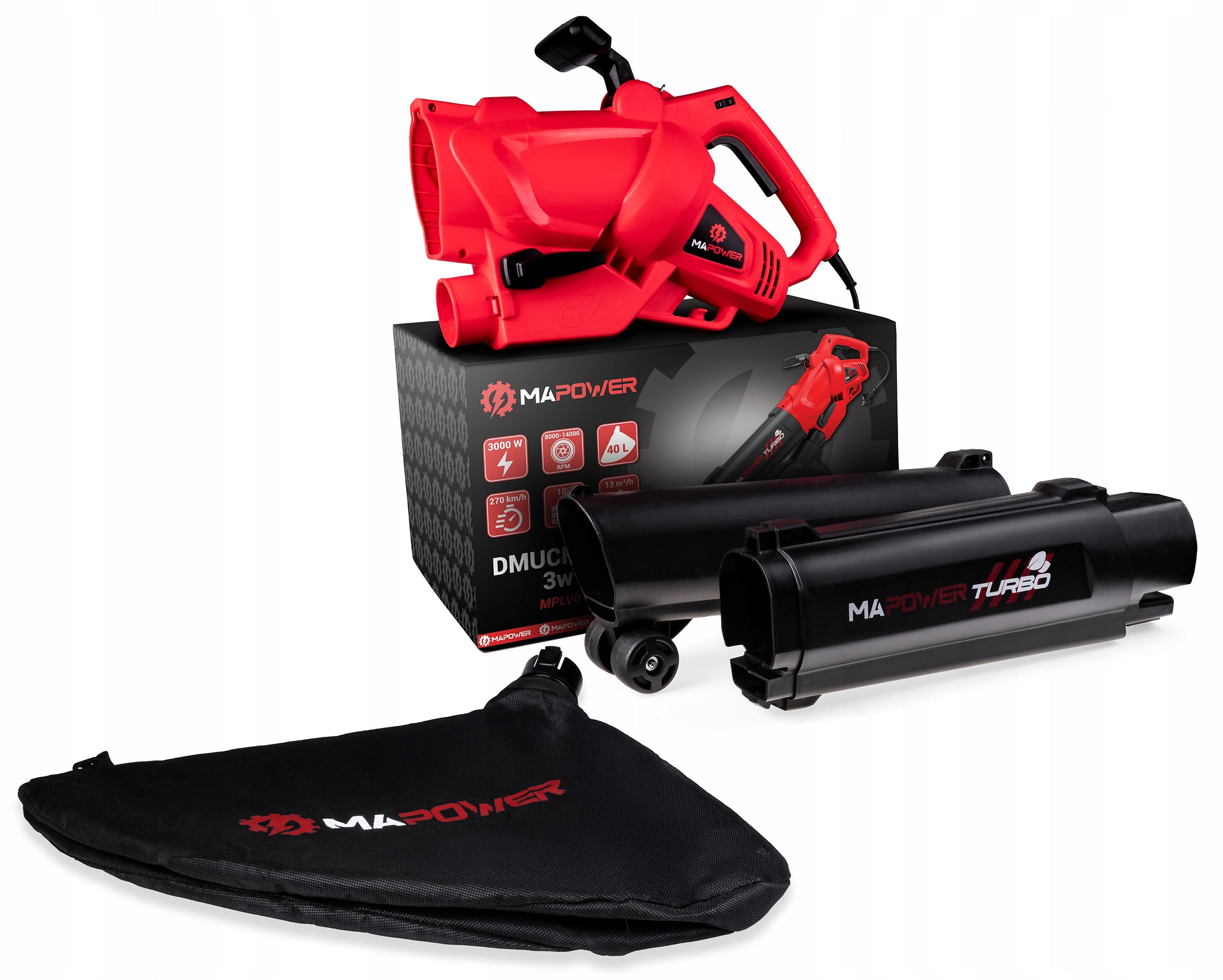 LEAF BLOWER ELECTRIC WITH SHREDDER LEAF VACUUM CLEANER 3in1 3000W Output 13 m3/min