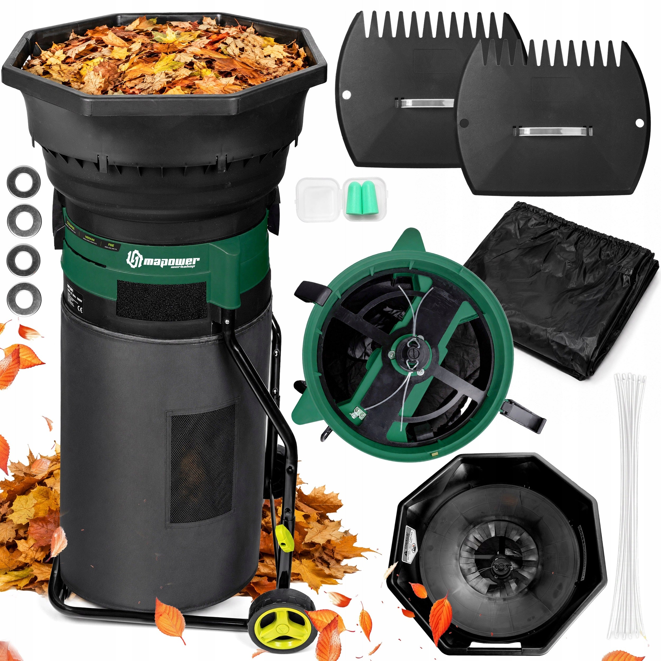 LEAF SHREDDER MULCZER ELECTRIC SHREDDER LARGE TANK 1800W