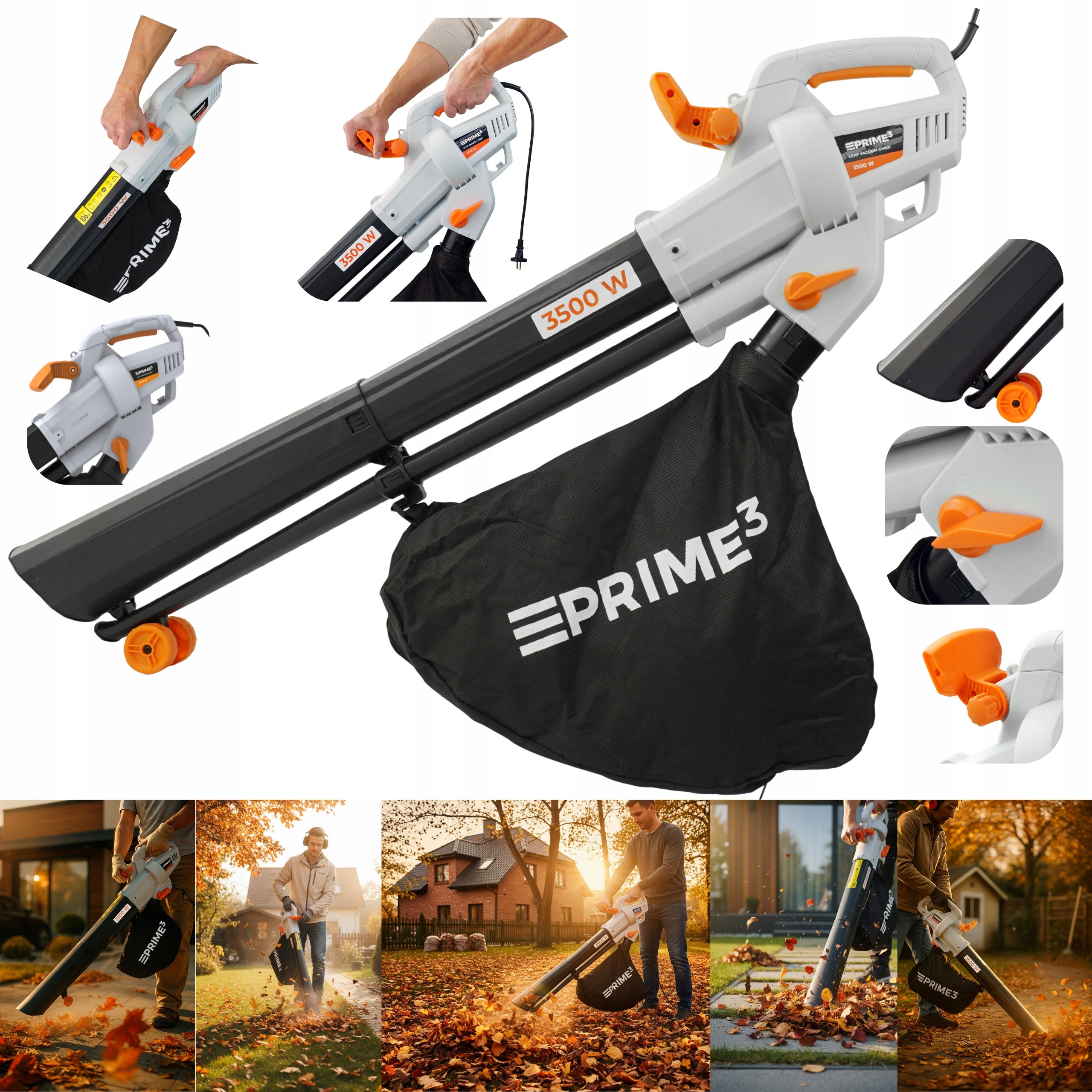 LEAF VACUUM CLEANER 3500W BLOWER + VACUUM CLEANER + MULCHER 3in1 GVB31