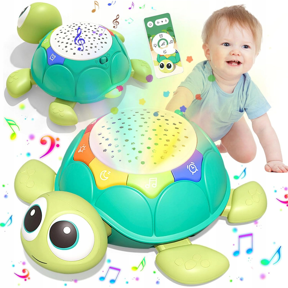 LEARNING TO CRAWL RUNNING TOY INTERACTIVE TURTLE WITH LIGHT AND PROJECTS