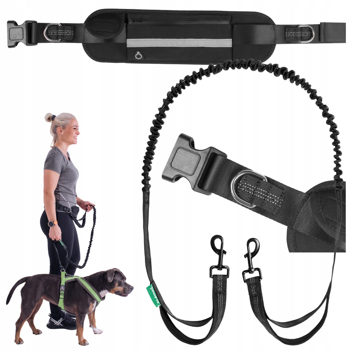 LEASH BELT SACHET FOR RUNNING WITH DOG ELASTIC WITH SHOCK ABSORBER STRONG 2M Manufacturer code 847