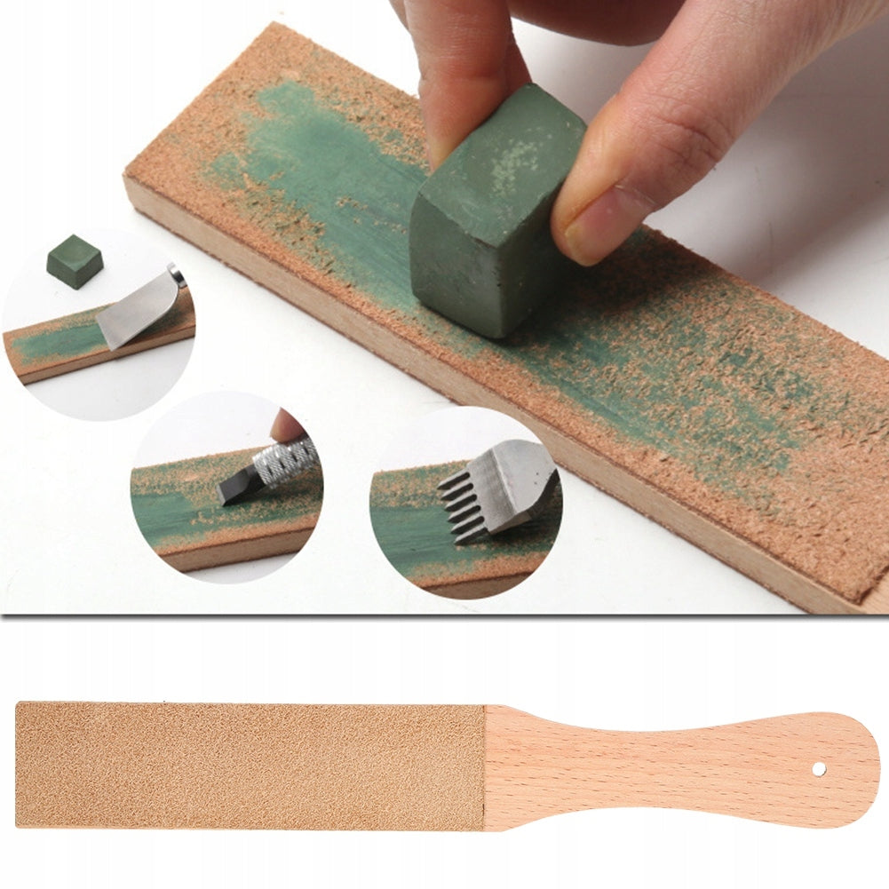 LEATHER HANDLE FOR SHARPENING WOOD CEILING 28 X 4 X 15,5 CM