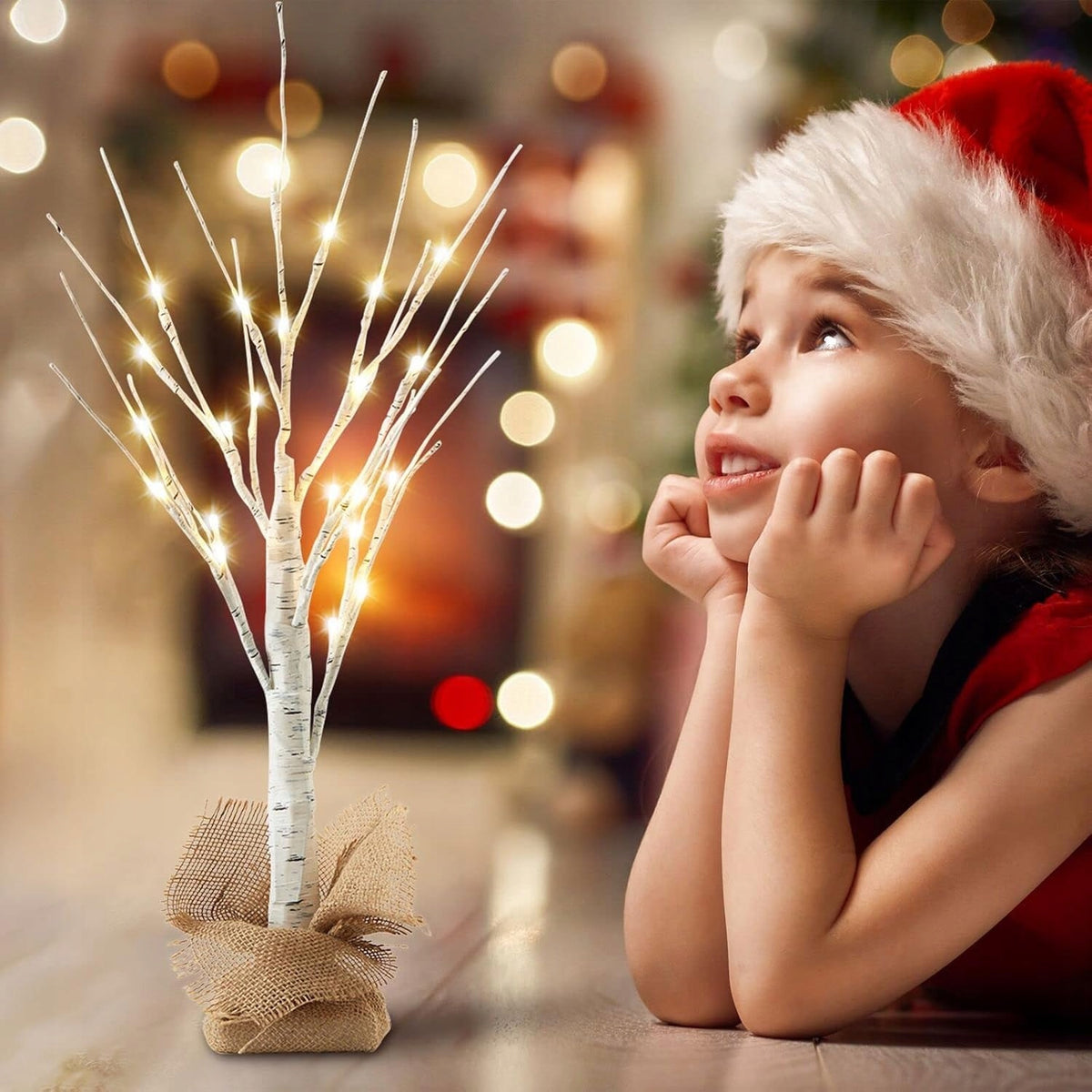 LED BIRCH LAMP 2 PIECES WILL HIGHLIGHT THE BACKGROUND TREE WITH 24 LEDS FOR HOLIDAYS Brand no brand