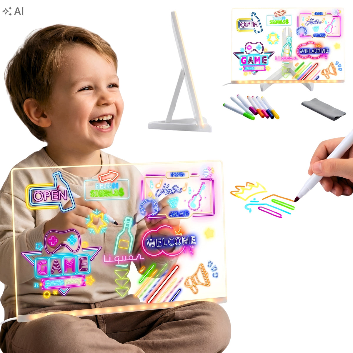 LED BOARD XXL FOR DRAWING BACKLIT EDUCATIONAL TOY + 12 TEMPLATES