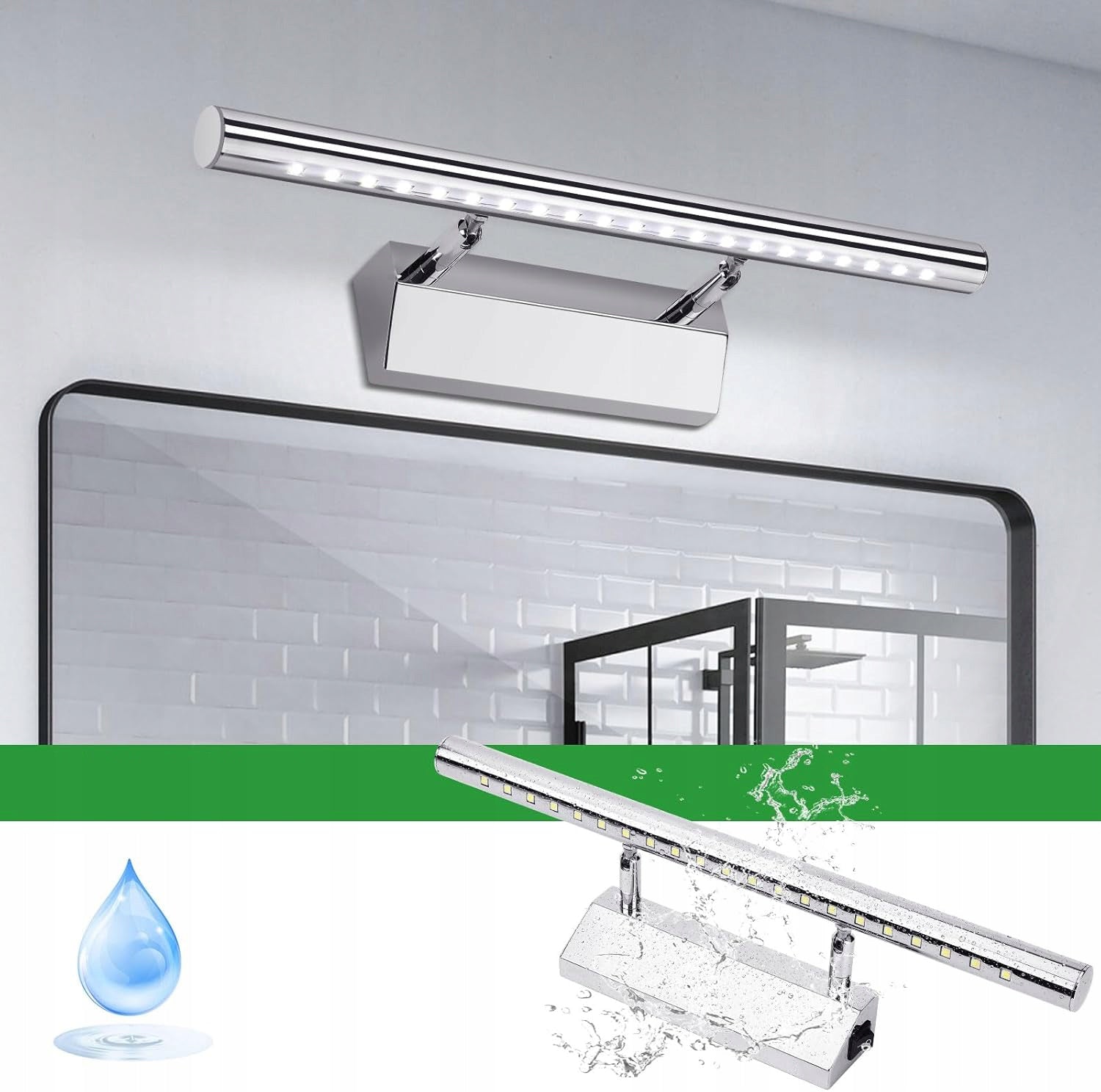 LED Bathroom Lamp 5W 40cm, Waterproof, Wall, Table, with Switch Batteries included yes