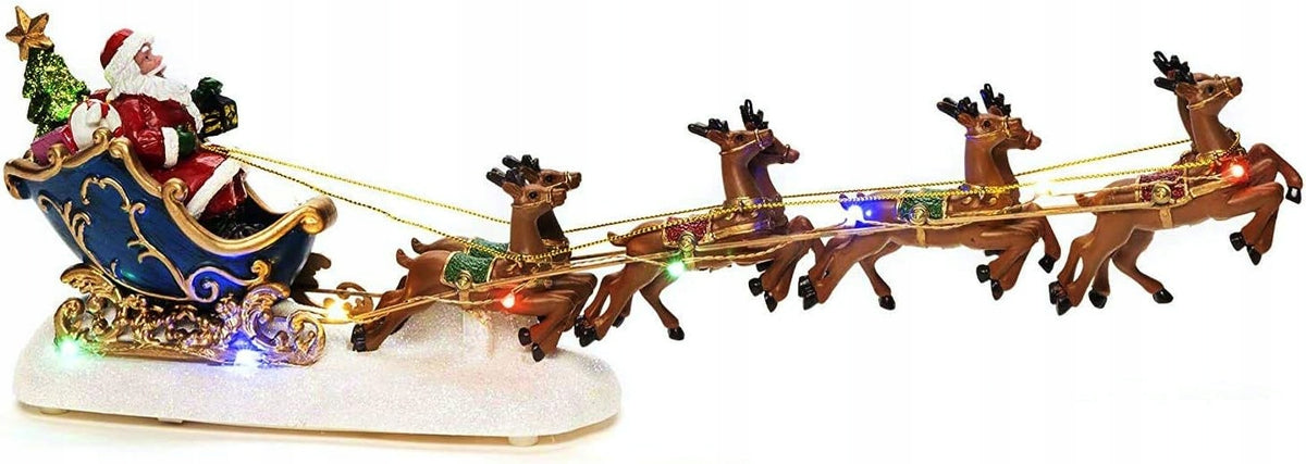 LED CHRISTMAS SCENE SANTA ON A Sleigh WITH A FLYING REINDEER