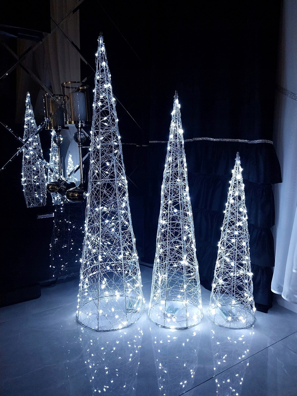 LED CHRISTMAS TREE FOR HOME GLOWING CHRISTMAS DECORATION 3 pieces 100/80/60 cm