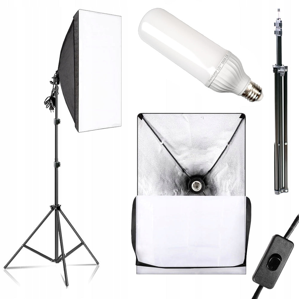 LED CONTINUOUS LIGHT KIT 300W 125W + SOFTBOX 50x70cm + TRIPOD 215cm /502