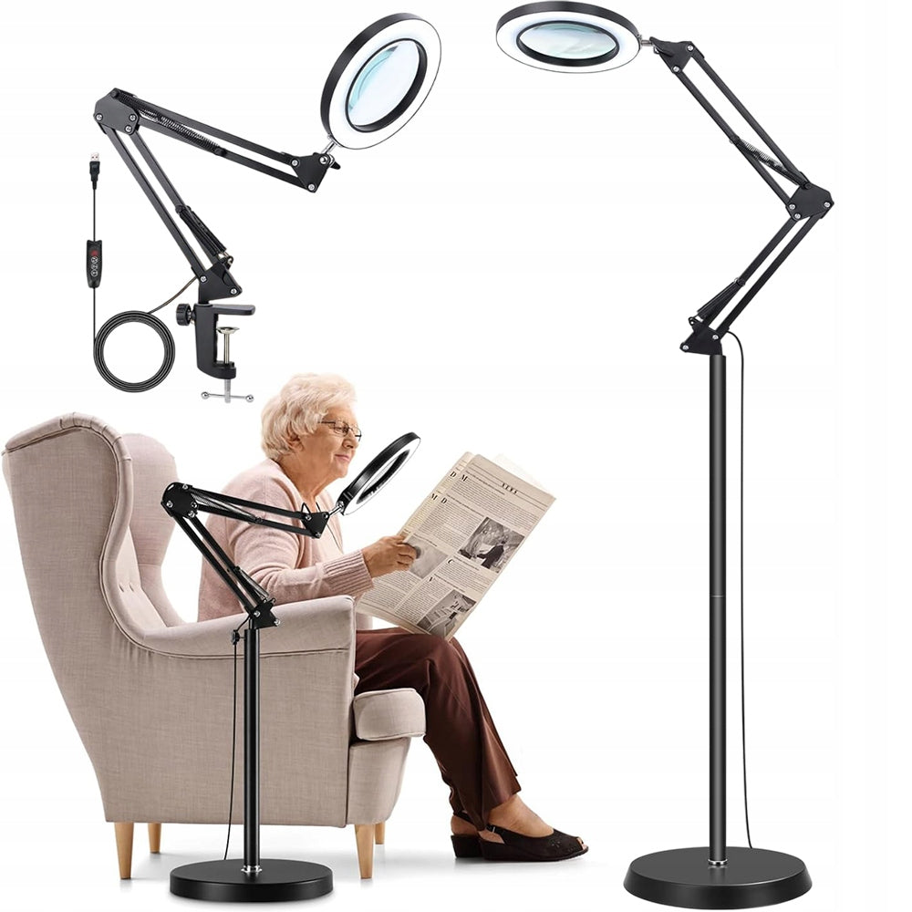 LED COSMETIC DESK LAMP WITH MAGNIFYING GLASS MAGNIFICATION 10X FLOOR LAMP 3IN1