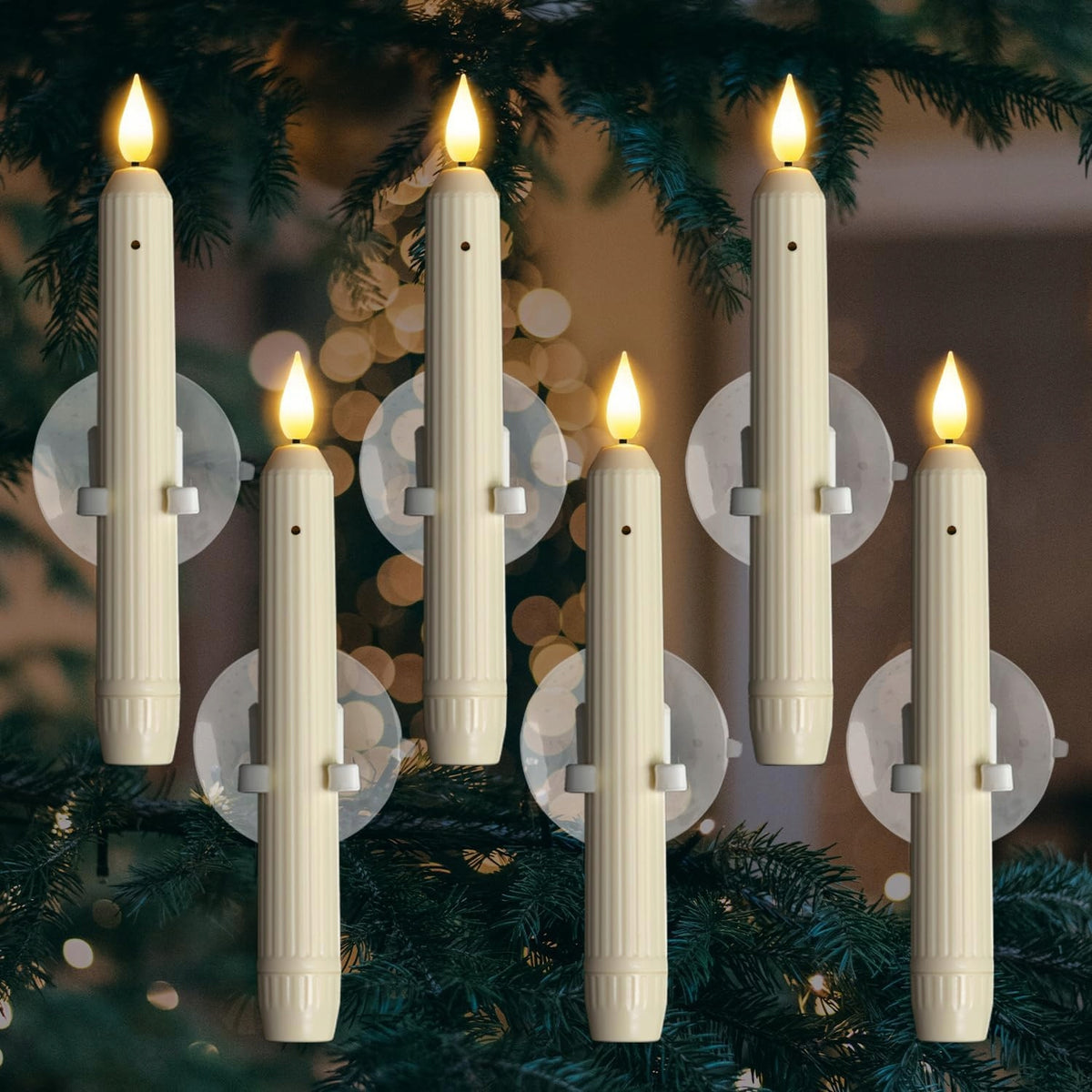 LED Candles with Twilight Sensor with Suction Cup 6 Pack R4
