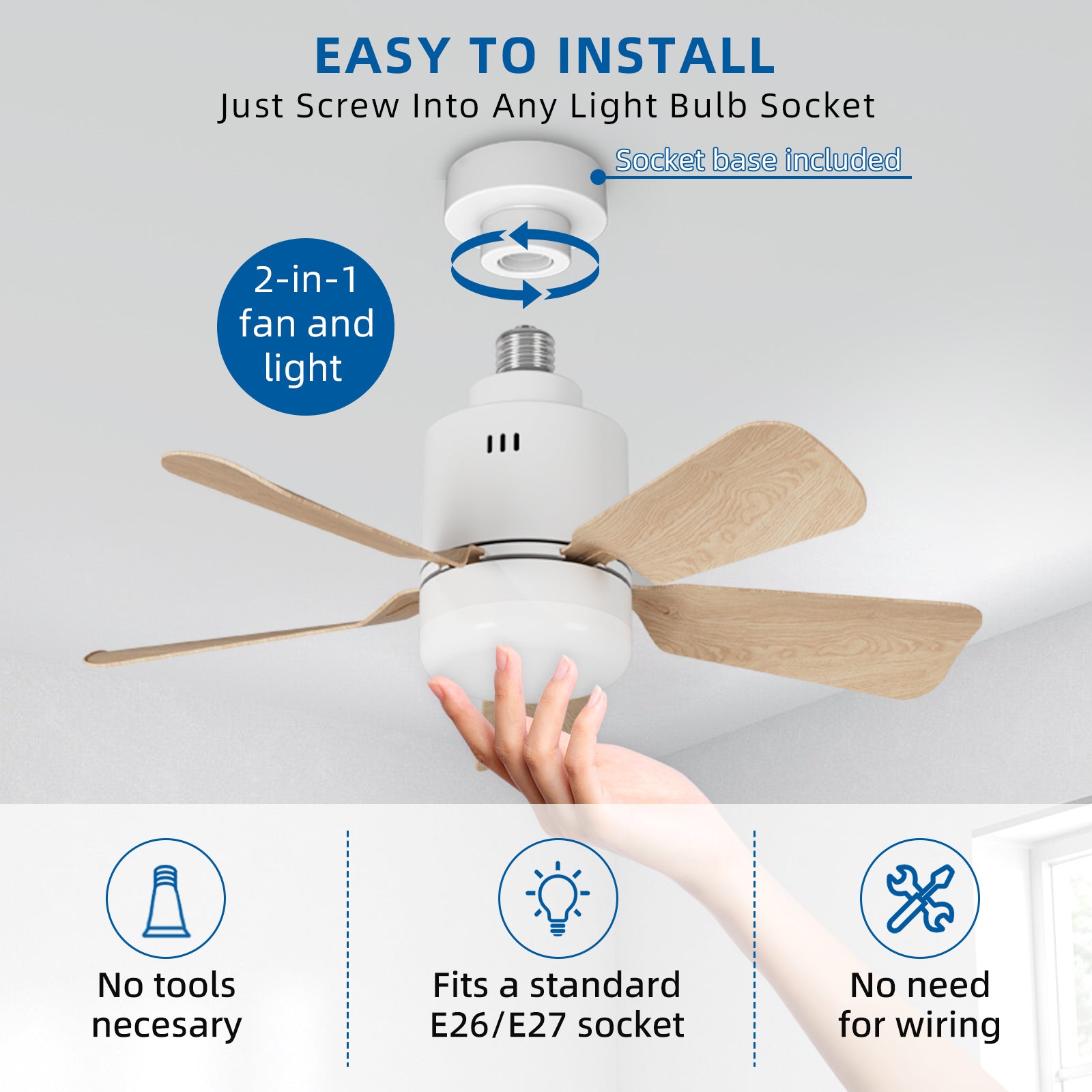 LED Ceiling Fan with Remote Control Lamp 2in1 Quiet for Kitchen Bedroom White Brand no brand