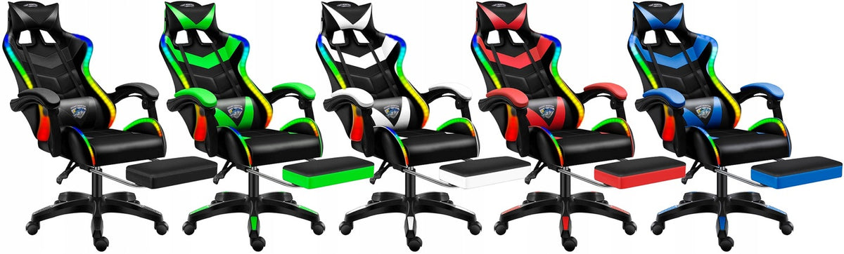 LED Chair with Back Massage GAMING Computer Rotating Player + FOOTREST! Packaging status original