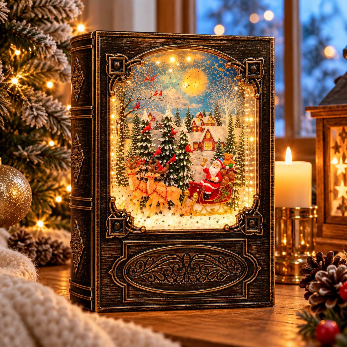 LED Christmas Book 20 cm with Santa Claus - Spinning Snow, Melodies, USB Manufacturer code 480977
