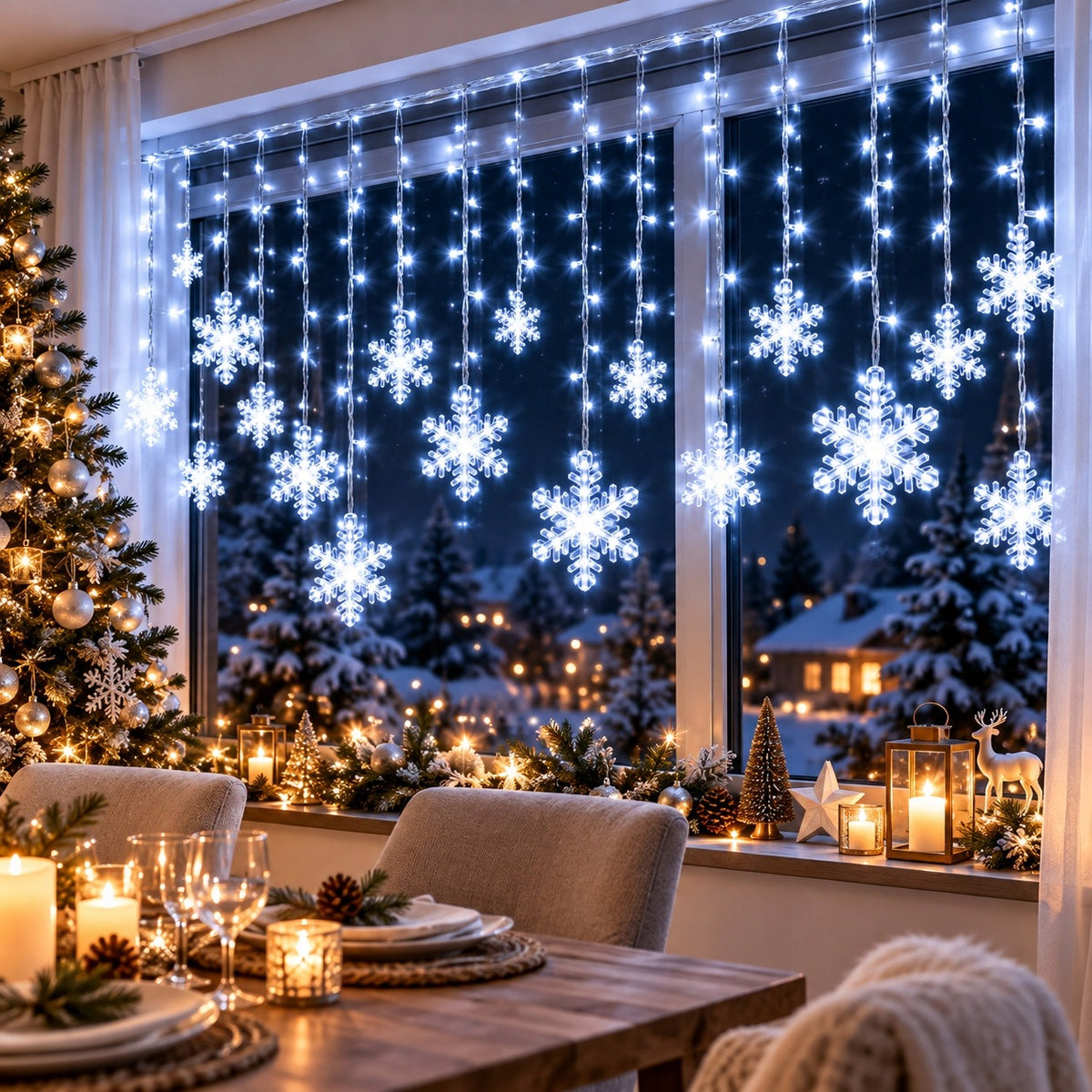 LED Christmas GARLAND 3,2M Snowflakes Curtain WINDOW LIGHTS COLD Manufacturer code X002EL5MZJ