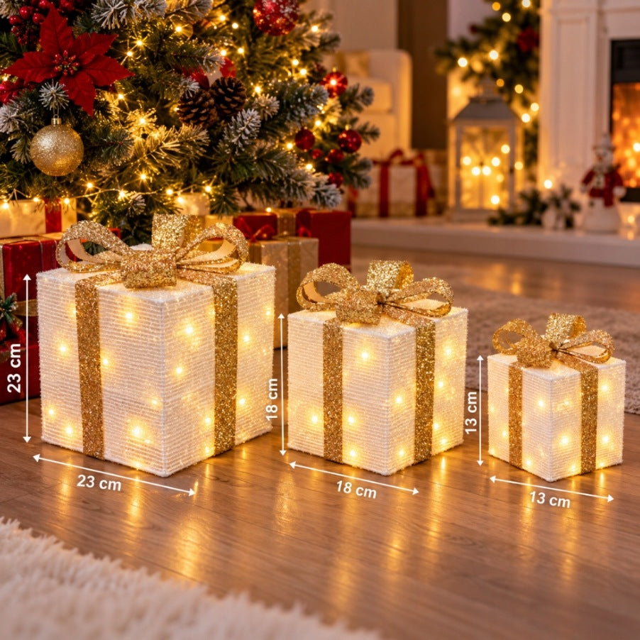 LED Christmas Gifts 3 Pcs 50 LED Christmas Tree Decoration 23/18/13 cm Brand Artpol
