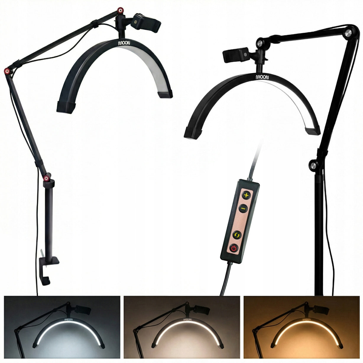 LED Cosmetic Lamp MOON Arch 20W For Eyelashes For Desk Black 42 cm