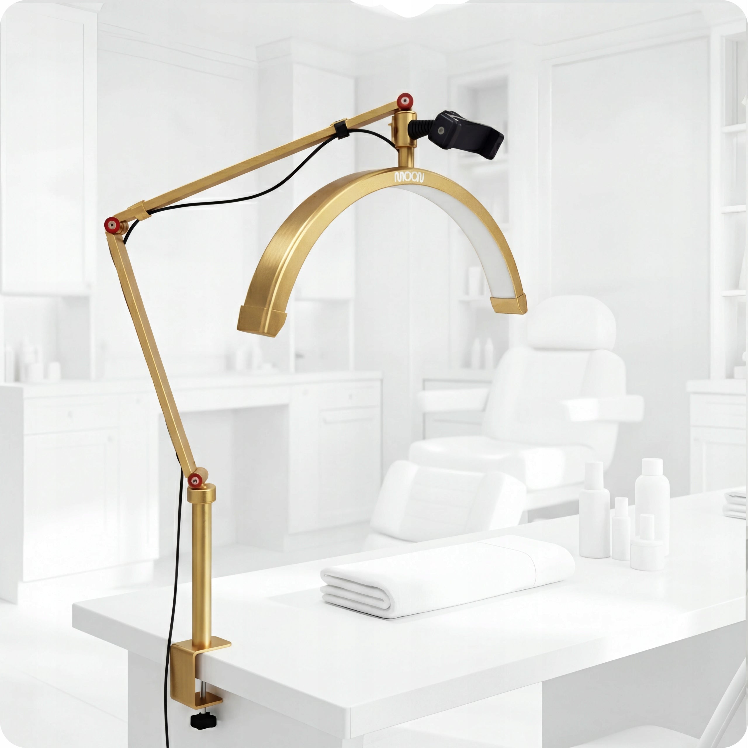 LED Cosmetic Lamp MOON Arch 20W For Eyelashes For Desk Gold 42 cm Brand Calissimo