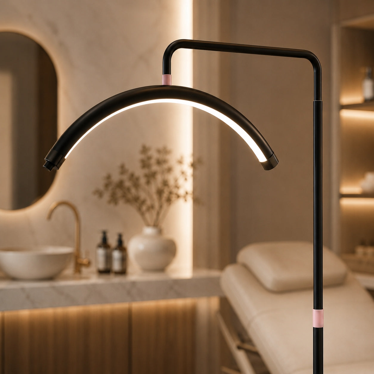 LED Cosmetic Lamp MOON Arch 24W For Eyelash Standing Black 180 cm Brand Calissimo