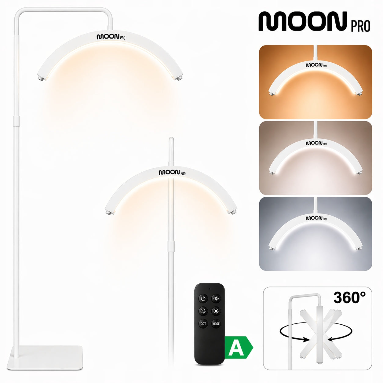 LED Cosmetic Lamp MOON Arch 24W For Eyelash Standing White 180 cm