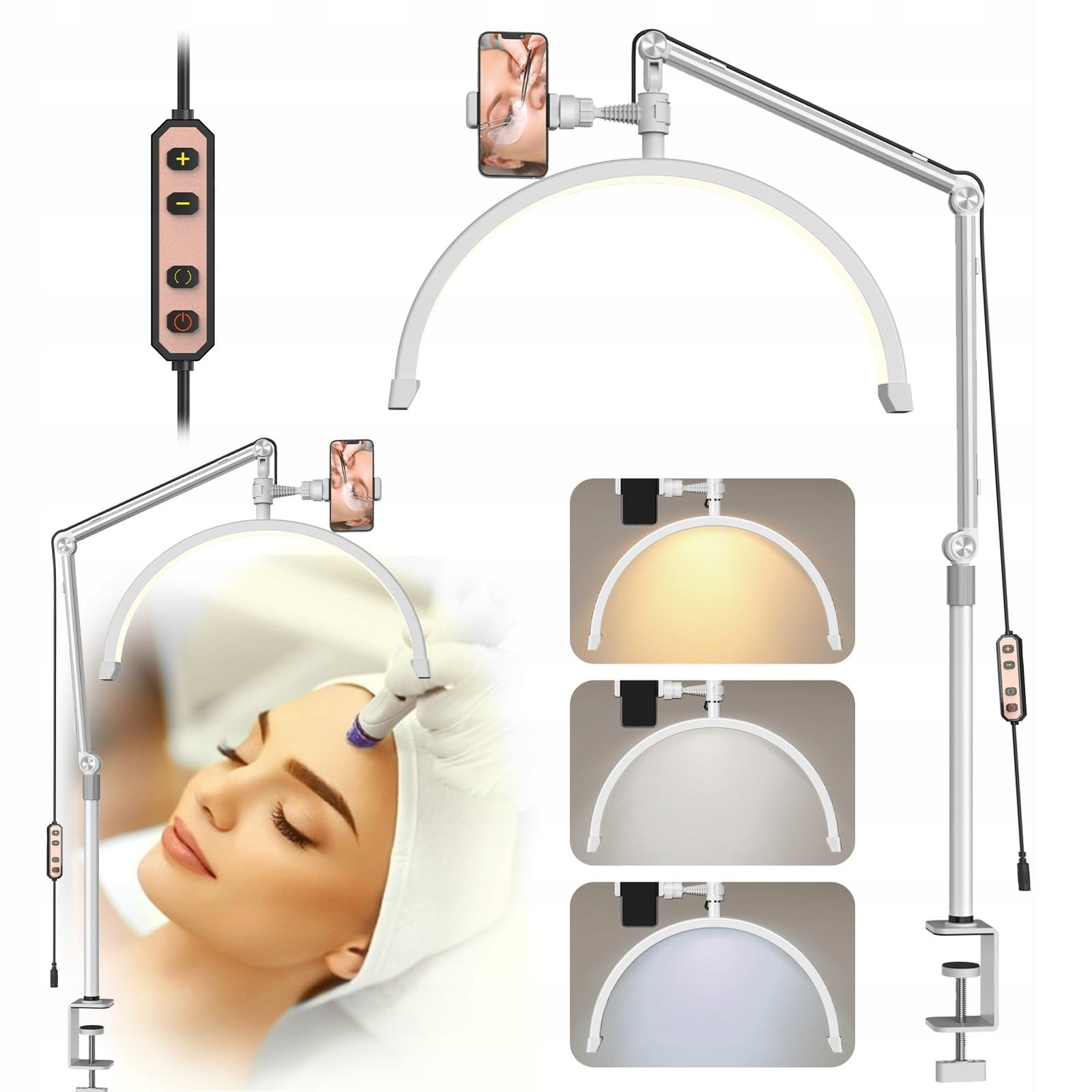LED Cosmetic Lamp with Eyelash Clip 3000-6000K Brightness Adjustment