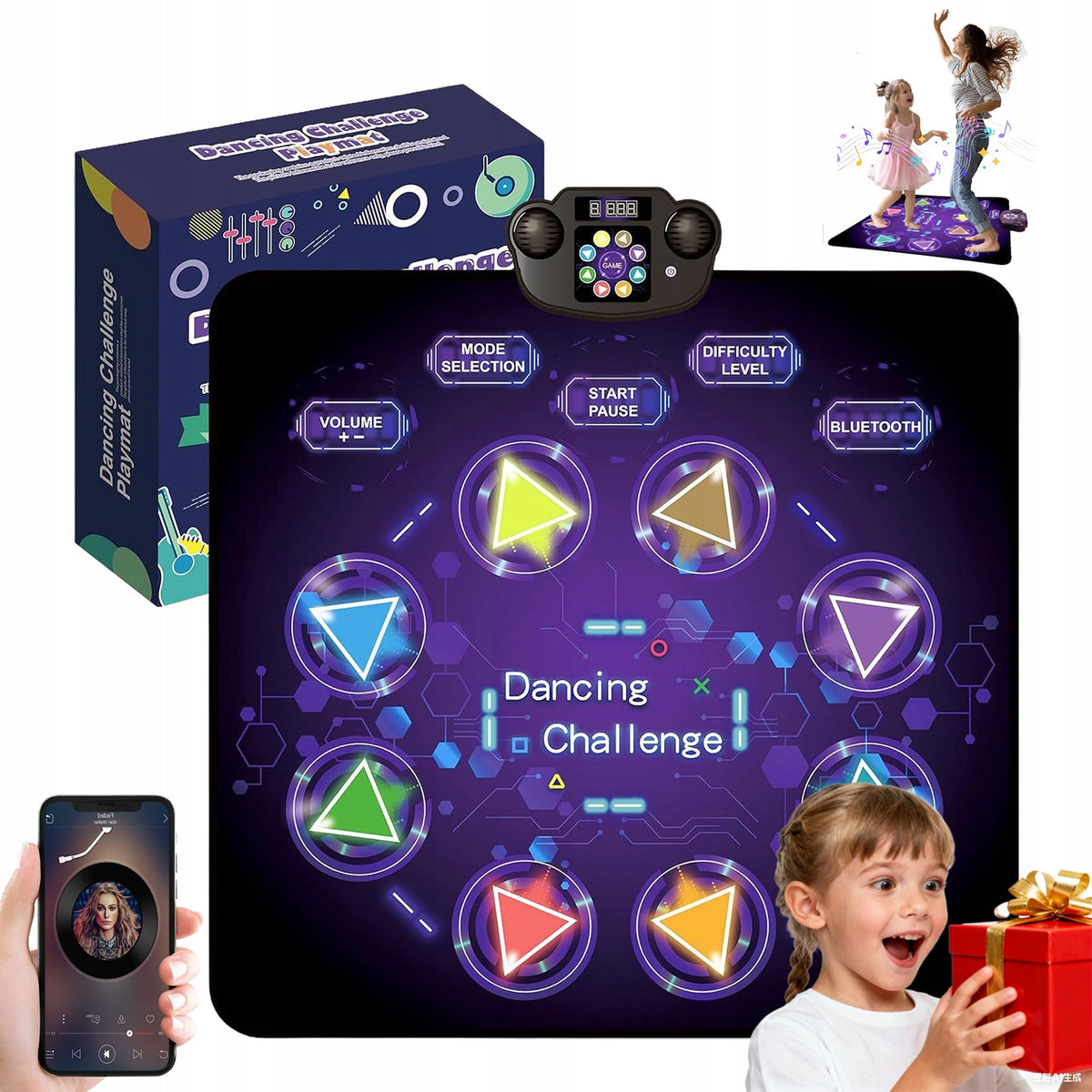 LED DANCE MAT WITH 8 ARROWS 3 LEVELS OF DIFFICULTY GIFT FOR CHILDREN