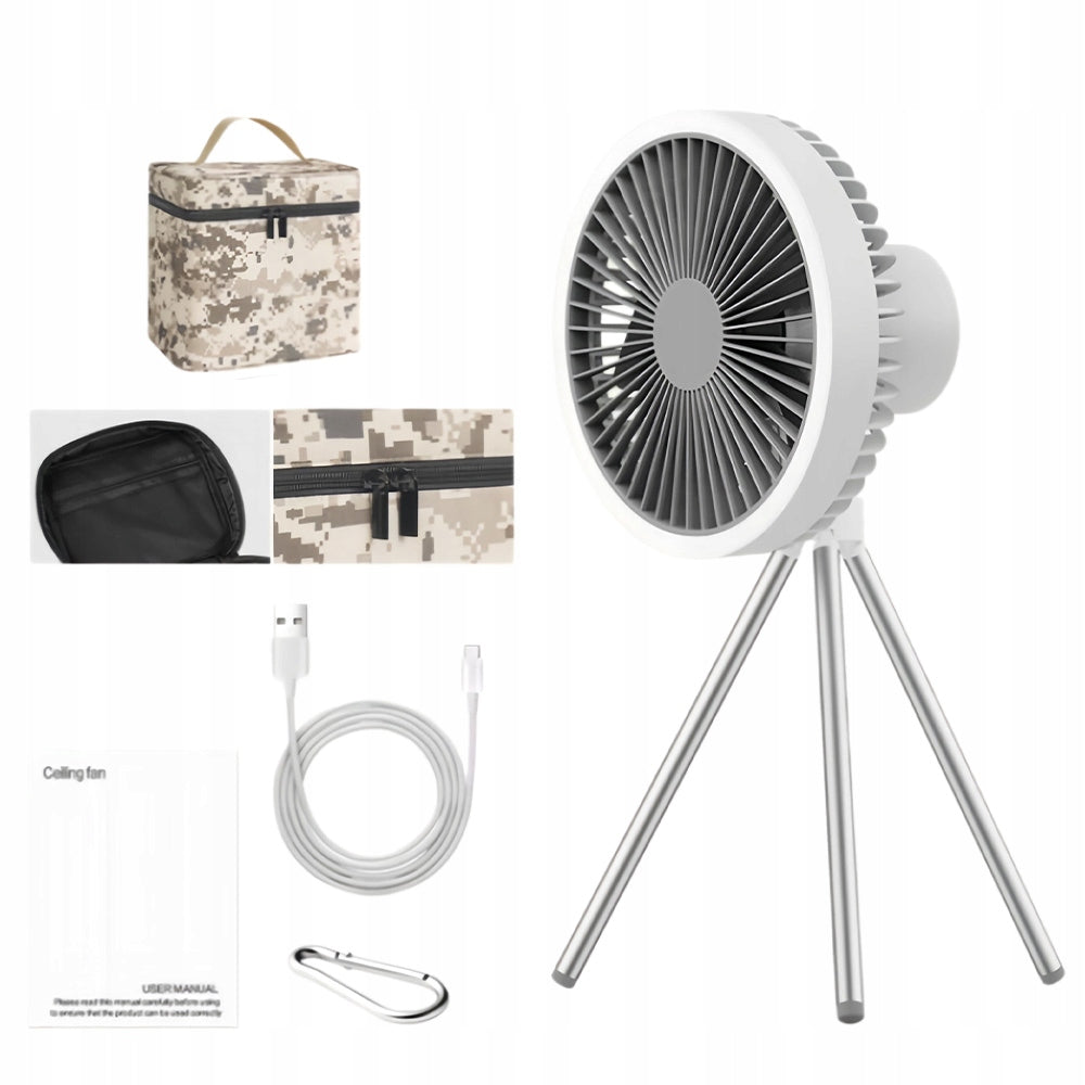 LED DESK FAN 10000MAH POWERBANK HANGING FOR TENT Packaging status original