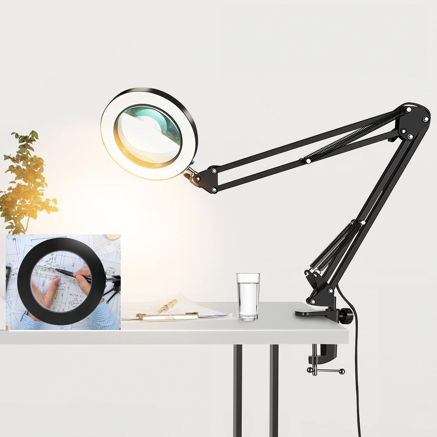 LED Desk Lamp Cosmetic Magnifier Magnifying Glass Drawing Light Brand DexXer