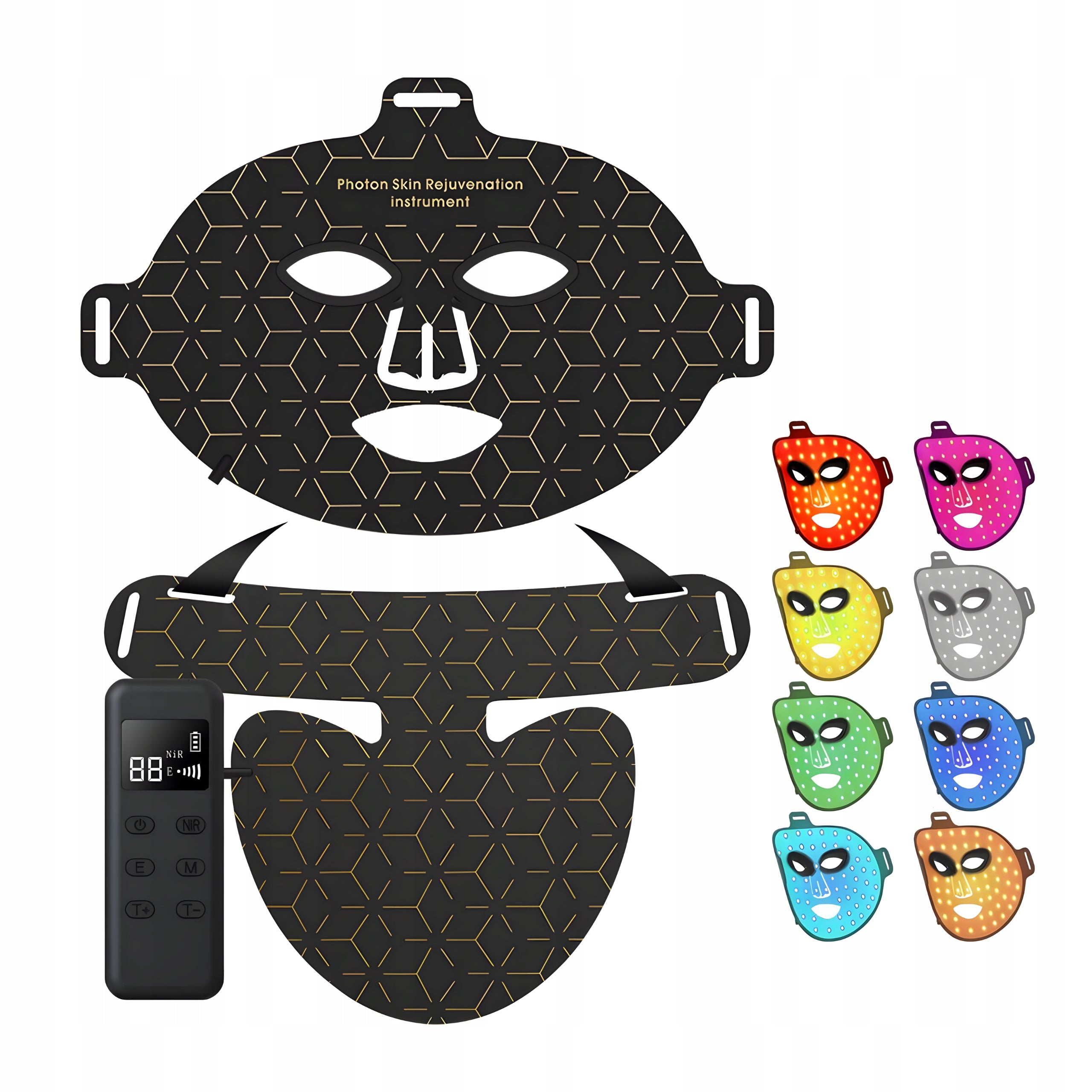 LED FACE MASK WITH COLLAR TO ELIMINATE DISCOLORATION AND ACNE Packaging status original