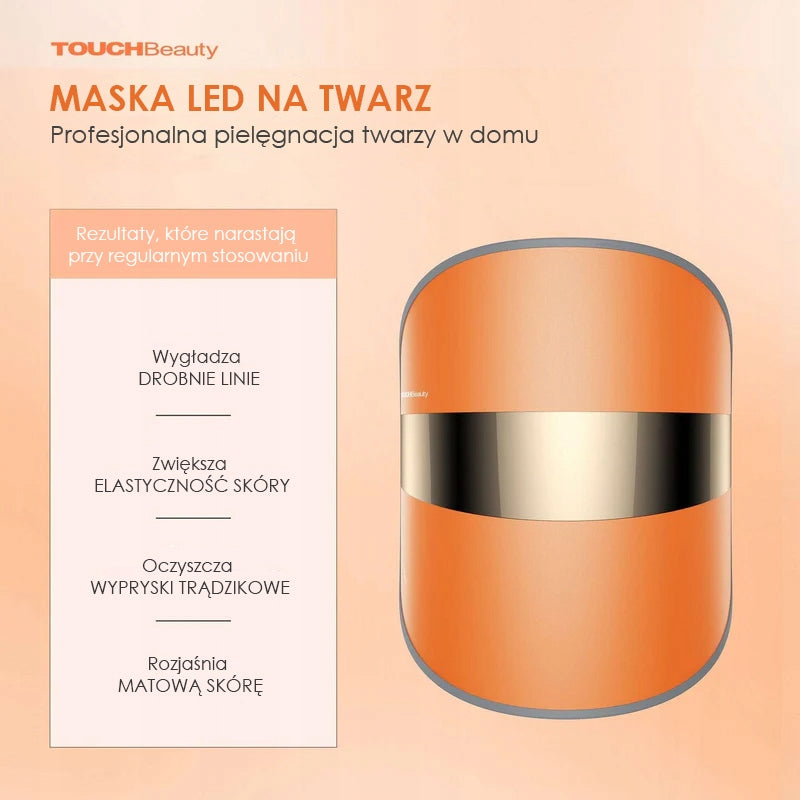 LED FACE MASK WITH LIGHT MODES TOUCHBeauty TB-2386, orange Packaging status original