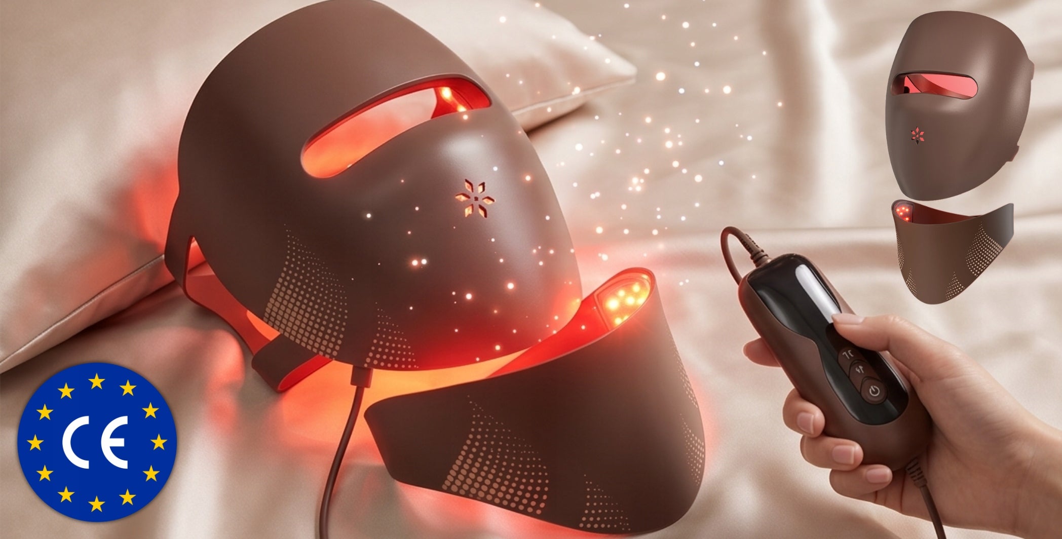 LED FACE MASK WITH NECK COLLAR PHOTOTHERAPY 9D, 328+212 LED Manufacturer code Maska led z kołnierzem profesjonalna 9D 320