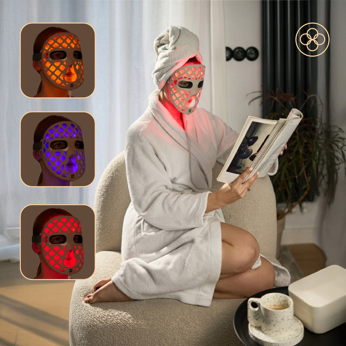 LED Face Mask for Light Therapy Photon Wireless Case 3 Modes Packaging status original