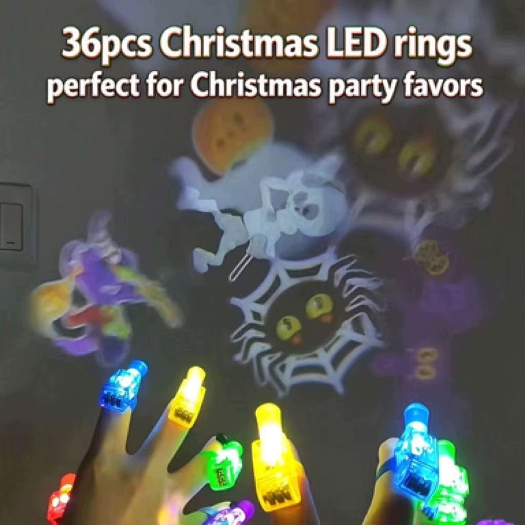 LED Finger Ring Projector, Christmas Designs, Kids Toy Packaging status original