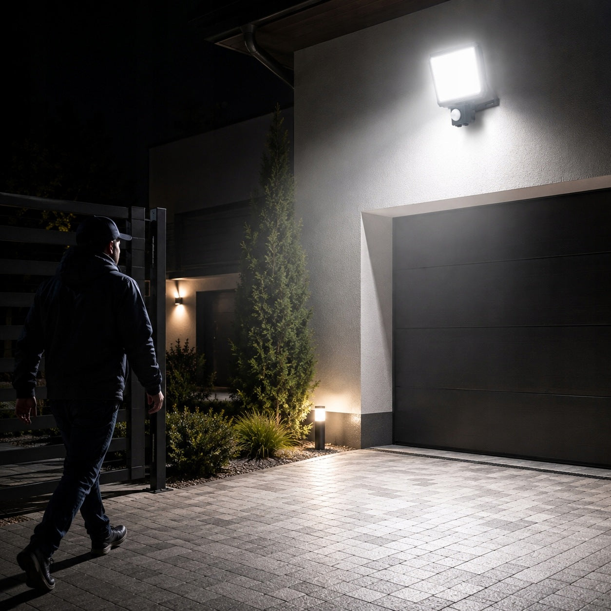 LED Floodlight With Motion Sensor Halogen Headlight Lamp 50W 4750lm 5000K Packaging status original