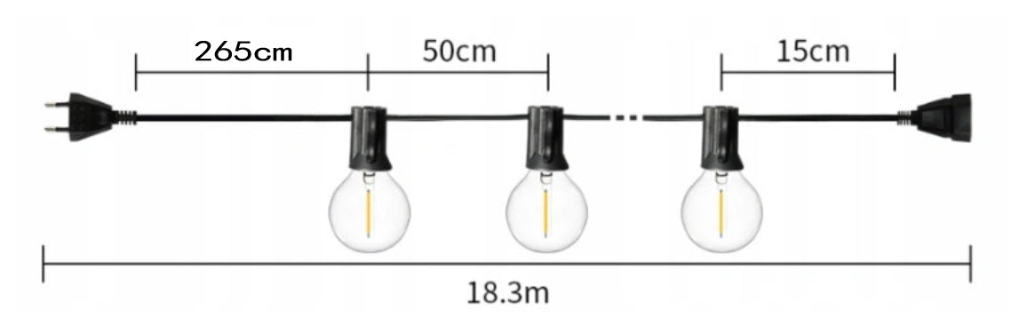 LED GARLAND LIGHT GARDEN LIGHTS 32 BULBS 18M WATERPROOF OUTDOOR Packaging status original