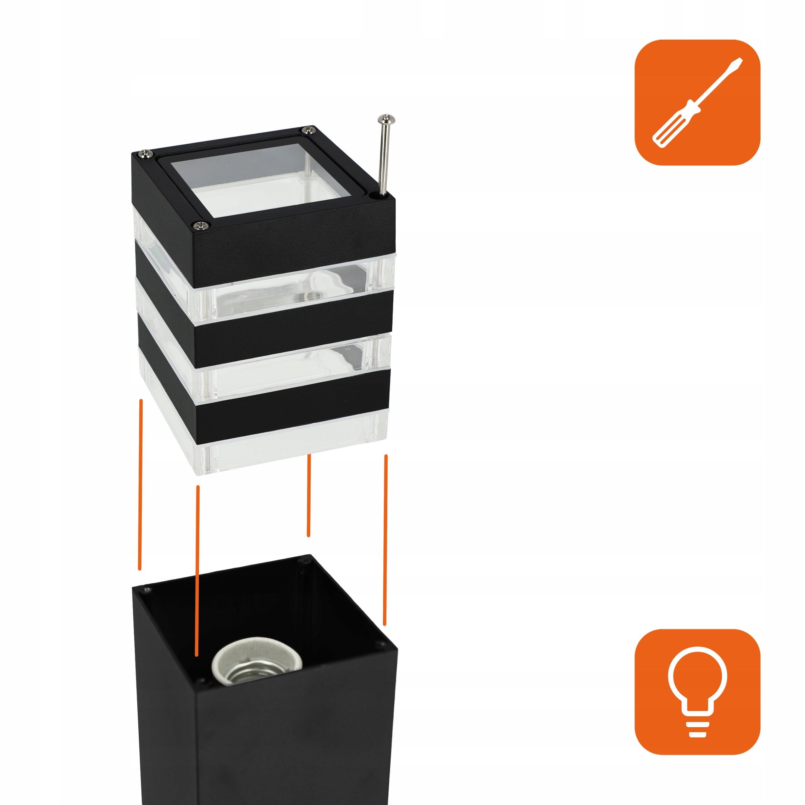 LED Garden Lamp 50cm E27 Outdoor Standing Post IP54 + Motion Sensor Product height 50 cm
